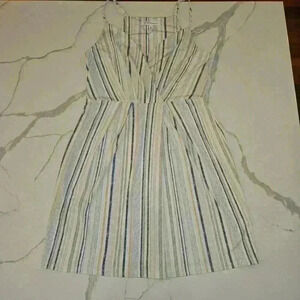BCBGENERATION Womens Sleeveless Faux Wrap Striped Dress Pink Blue Size Small